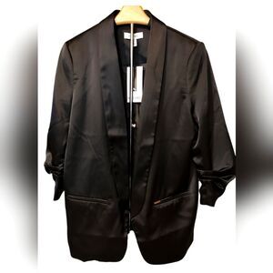 Nine West Satin Scrunched Blazer Size Large NWT Party Feminine Corporate Goth